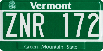 VT license plate ZNR172