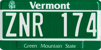 VT license plate ZNR174