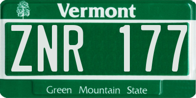 VT license plate ZNR177