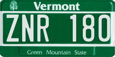 VT license plate ZNR180