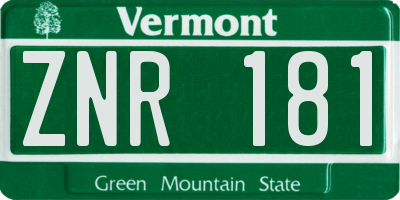 VT license plate ZNR181