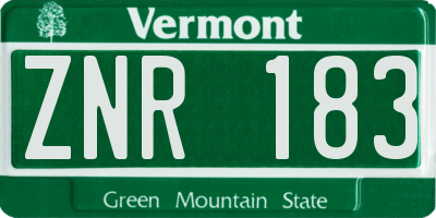 VT license plate ZNR183