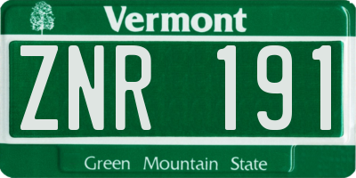 VT license plate ZNR191