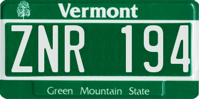 VT license plate ZNR194