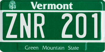 VT license plate ZNR201