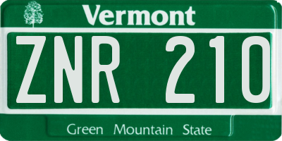 VT license plate ZNR210