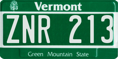 VT license plate ZNR213
