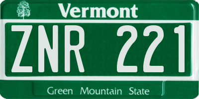 VT license plate ZNR221