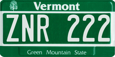 VT license plate ZNR222