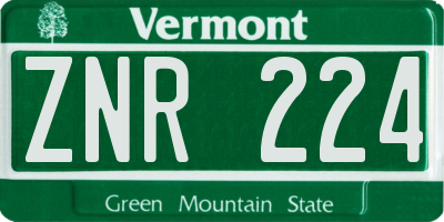 VT license plate ZNR224