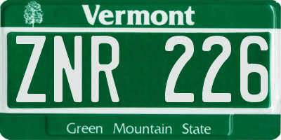 VT license plate ZNR226