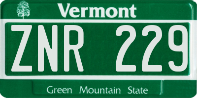 VT license plate ZNR229