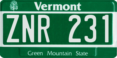 VT license plate ZNR231