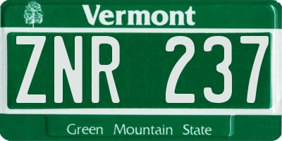 VT license plate ZNR237