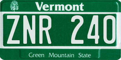 VT license plate ZNR240