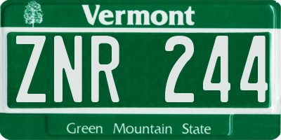 VT license plate ZNR244