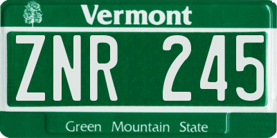 VT license plate ZNR245