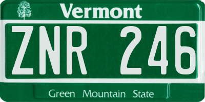 VT license plate ZNR246