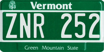 VT license plate ZNR252