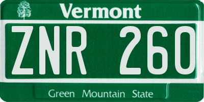 VT license plate ZNR260