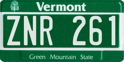 VT license plate ZNR261