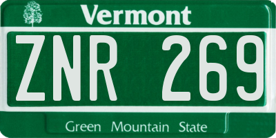 VT license plate ZNR269