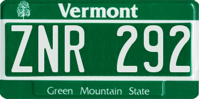 VT license plate ZNR292
