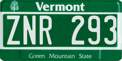 VT license plate ZNR293