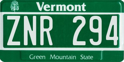 VT license plate ZNR294