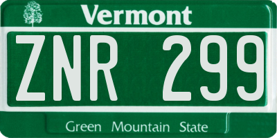 VT license plate ZNR299