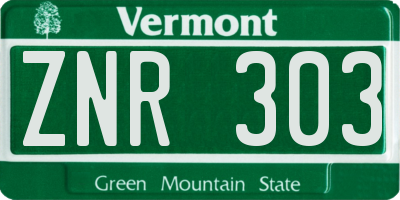 VT license plate ZNR303