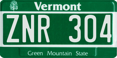 VT license plate ZNR304