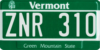 VT license plate ZNR310