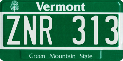 VT license plate ZNR313