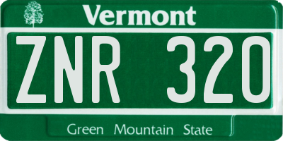 VT license plate ZNR320
