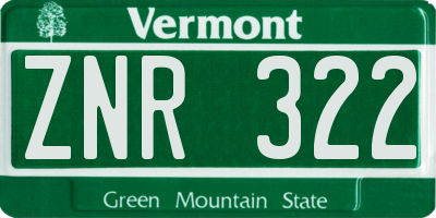 VT license plate ZNR322