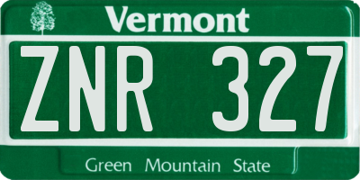 VT license plate ZNR327