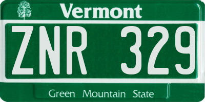 VT license plate ZNR329