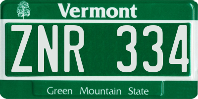 VT license plate ZNR334