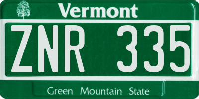 VT license plate ZNR335