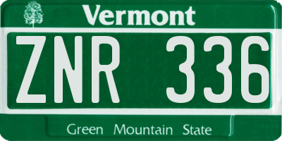VT license plate ZNR336