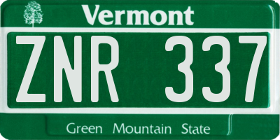 VT license plate ZNR337