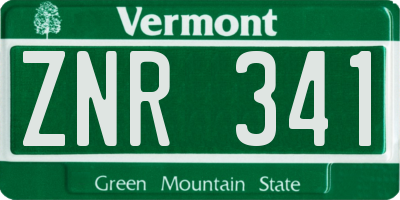 VT license plate ZNR341