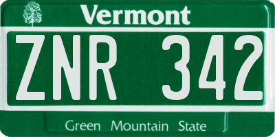 VT license plate ZNR342