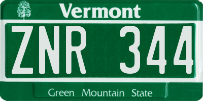 VT license plate ZNR344