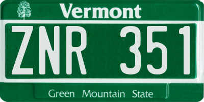 VT license plate ZNR351