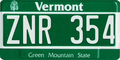 VT license plate ZNR354