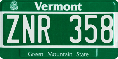 VT license plate ZNR358