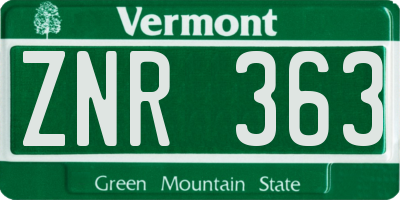 VT license plate ZNR363