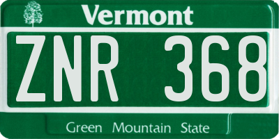VT license plate ZNR368